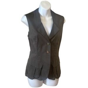 Karen Millen Army Green Faux Silk Vest Size 6
